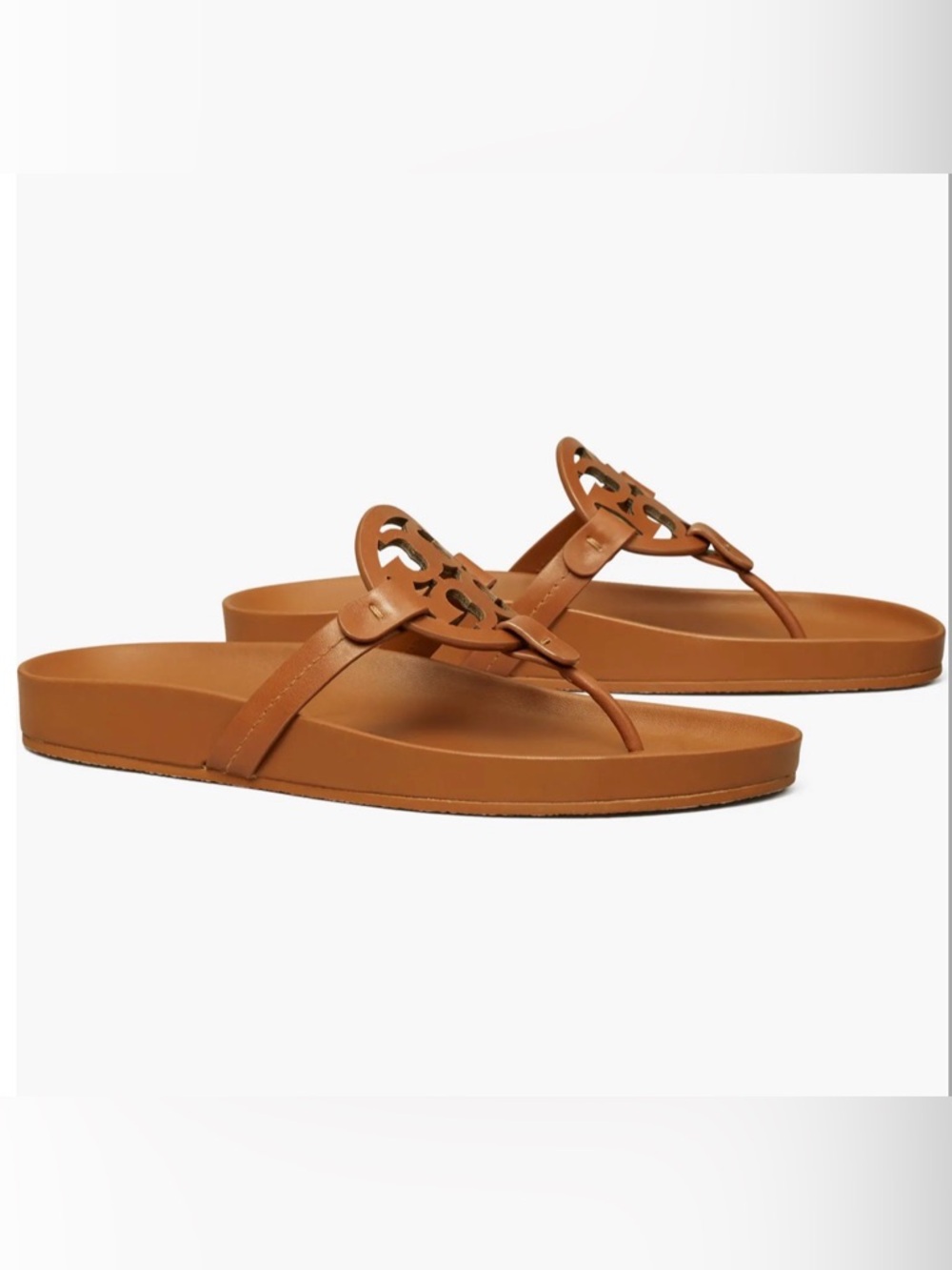 Tory Burch ‘Miller Cloud’ Brown Logo Thong Sandals